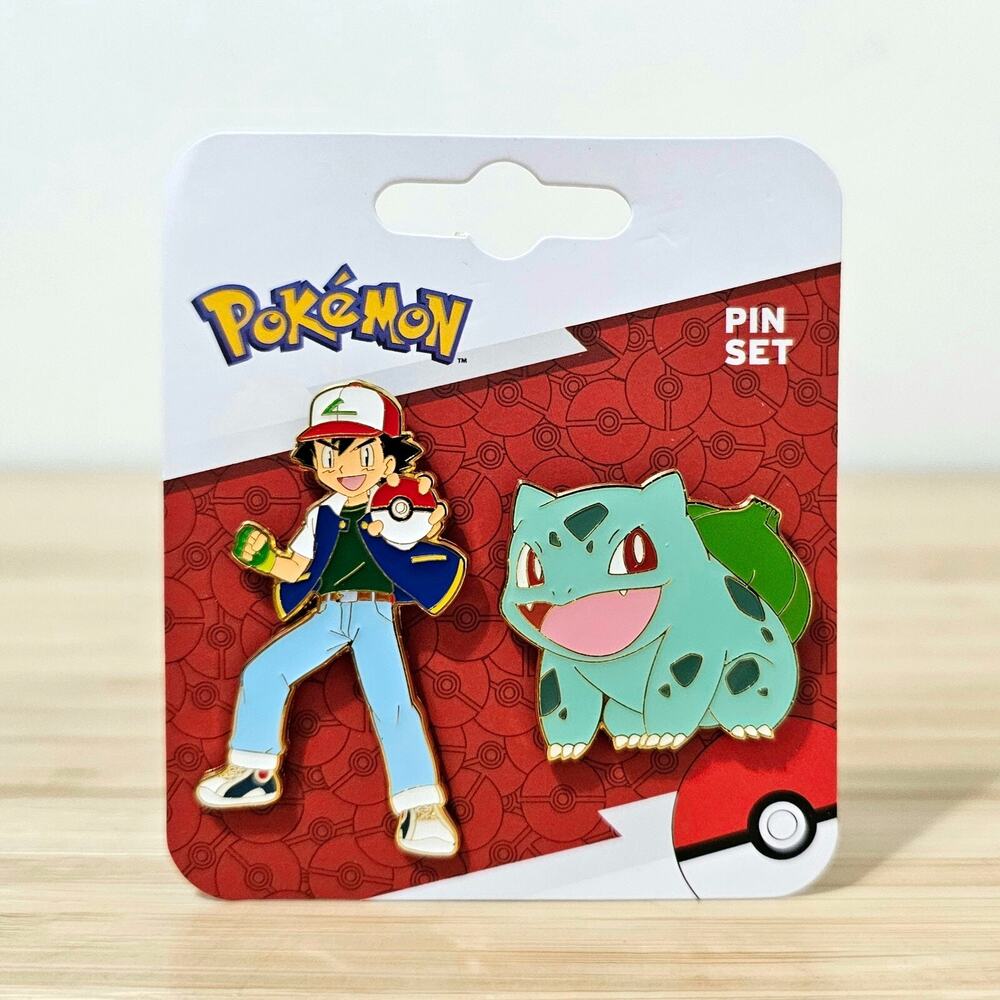 Pokémon Ash and Bulbasaur Enamel Pin Set